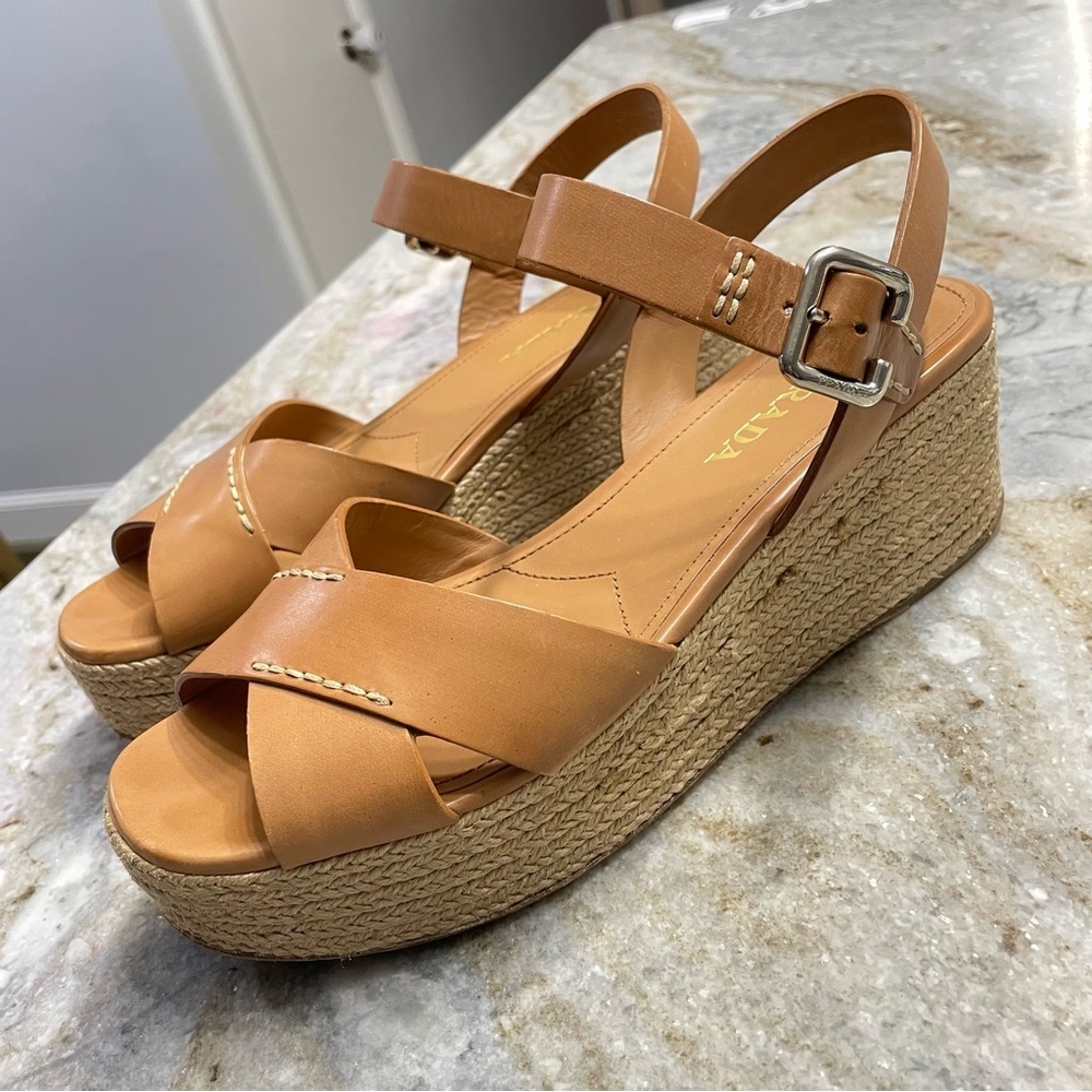 PRADA Espadrilles Sandals Size 40 Brown Tan Leather - Picture 14 of 14